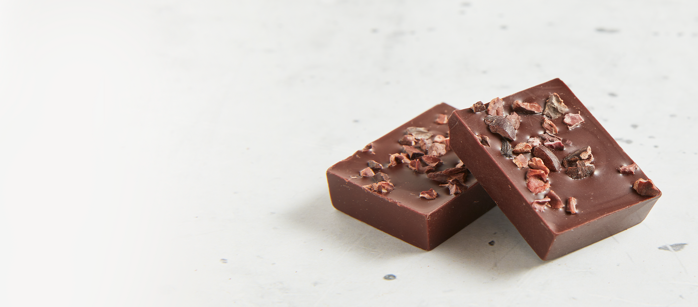 chocolate square with nibs